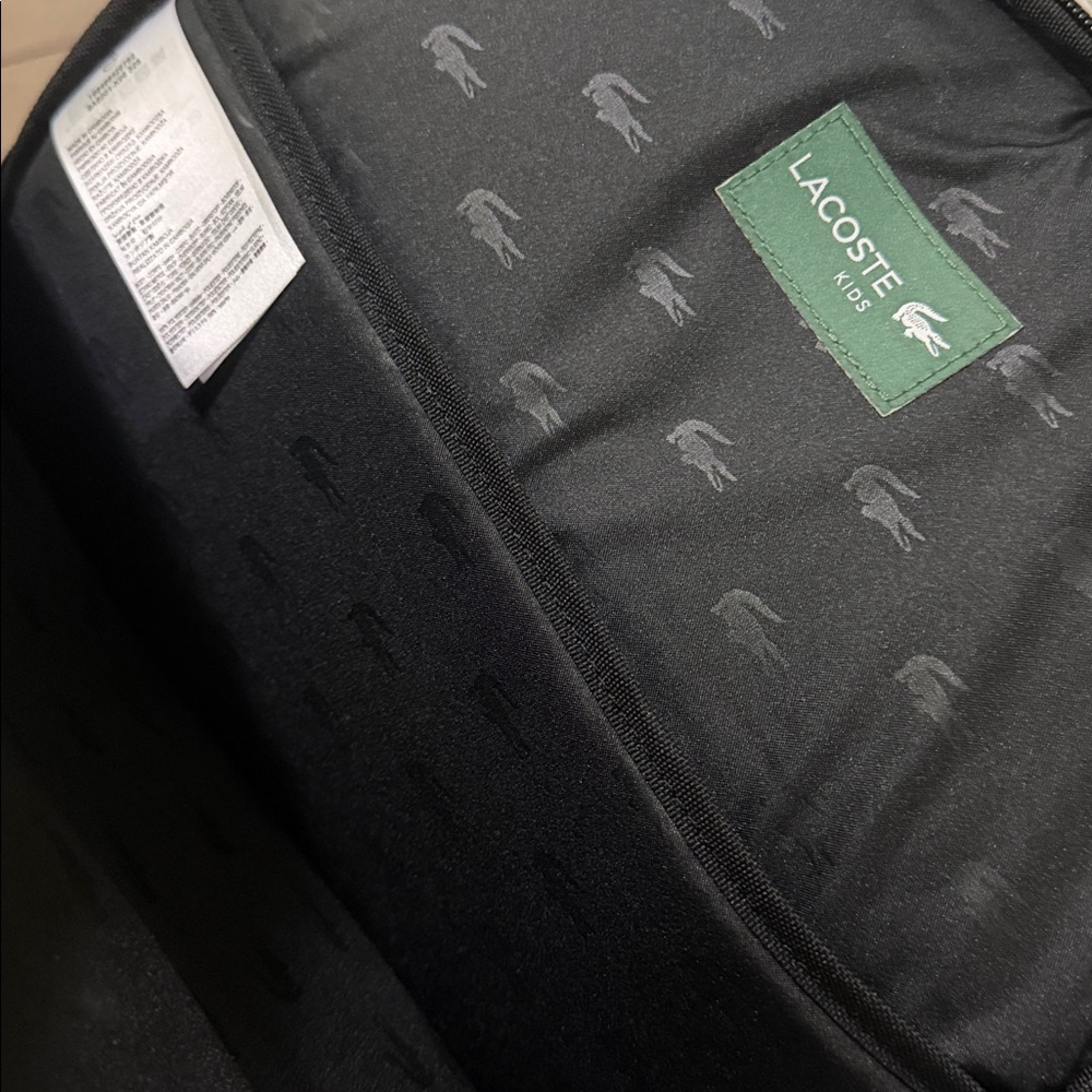 Lacoste Black Kids Backpack with Green Croc Patch - Picture 14 of 14